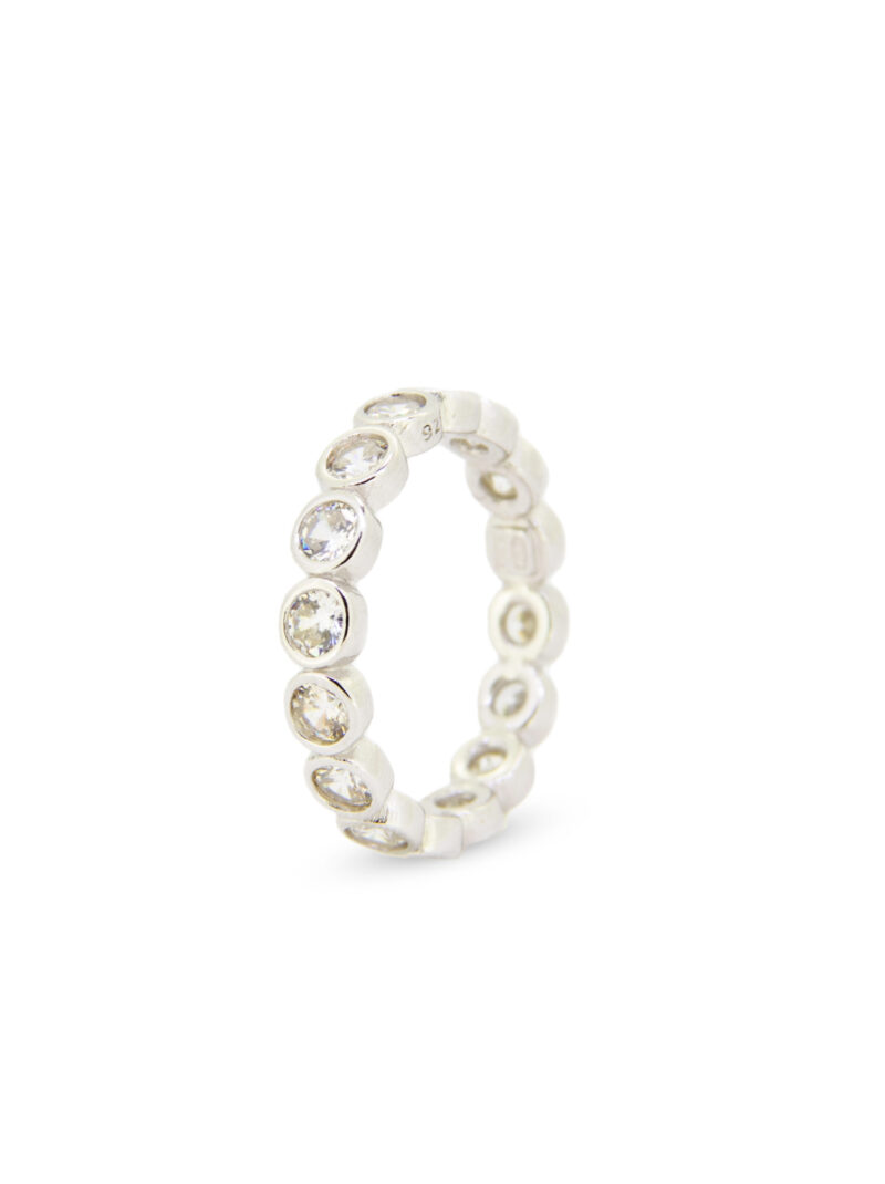ANILLO PLATA 1º LEY RODIADO CON CIRCONITAS BLANCAS REDONDAS