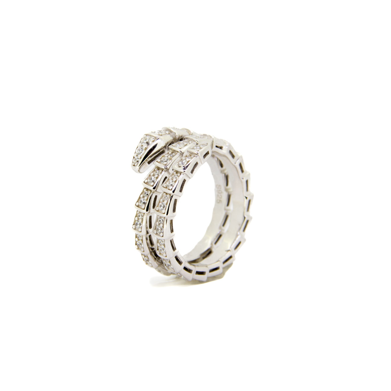 ANILLO PLATA 1º LEY FORMA SERPIENTE CON CIRCONITAS