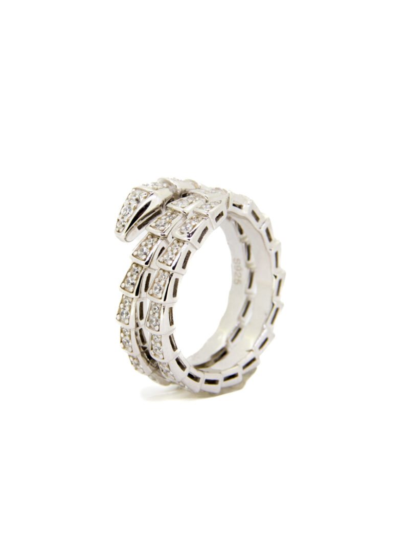 ANILLO PLATA 1º LEY FORMA SERPIENTE CON CIRCONITAS