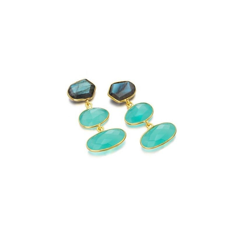 PENDIENTES CALCEDONIA Y LABRADORITA LeCarré