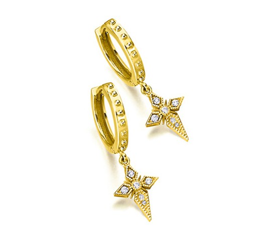 AROS CRUZ ART DECO ORO DIAMANTES LeCarré