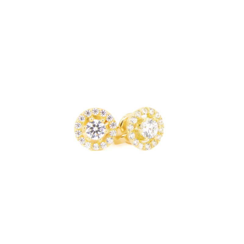 Pendientes presión oro 18k con circonitas