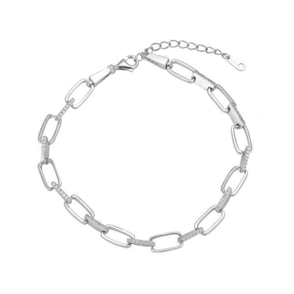 Pulsera Eslabones de circonita piezas rectangulares combi brillo