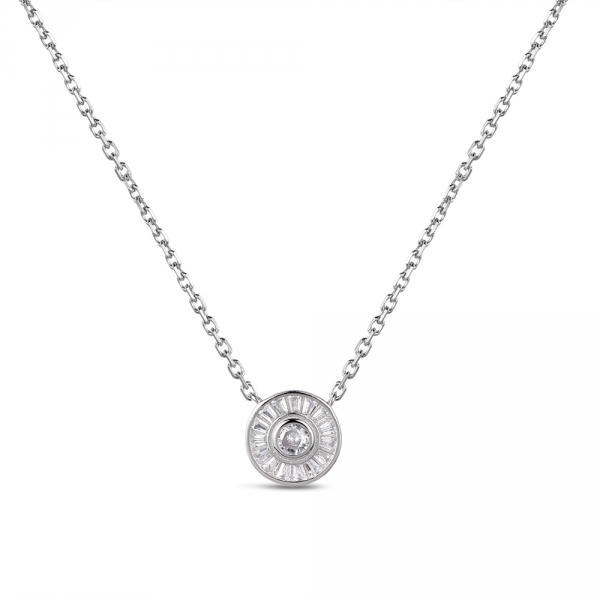 Colgante con cadena de plata rodiado rosetón de circonita de 10 mm 38 + 5 cm