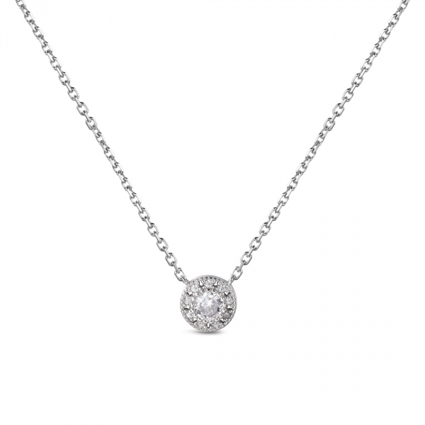 Colgante con cadena de plata rodiado flor de circonita calado de 8 mm 38 + 5 cm