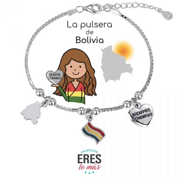 Pulsera Eres Lo Más Bolivia cadena veneciana rodiada con tres colgantes