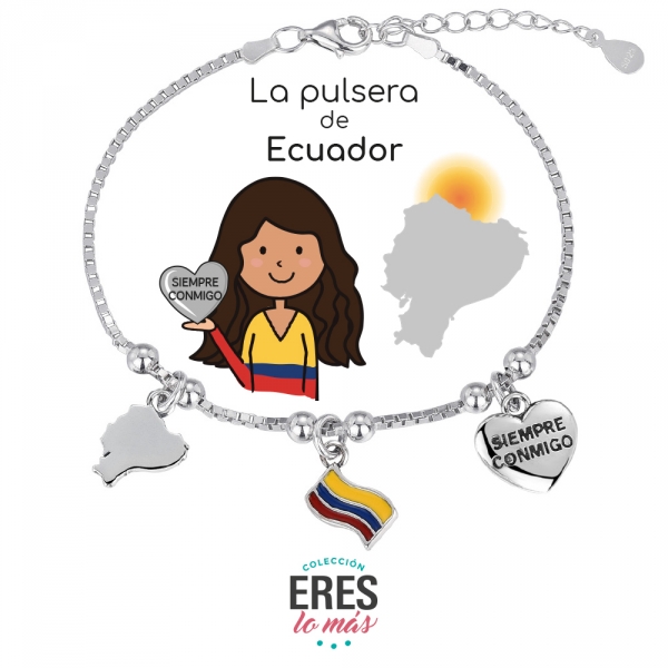 Pulsera Eres Lo Más Ecuador cadena veneciana rodiada con tres colgantes