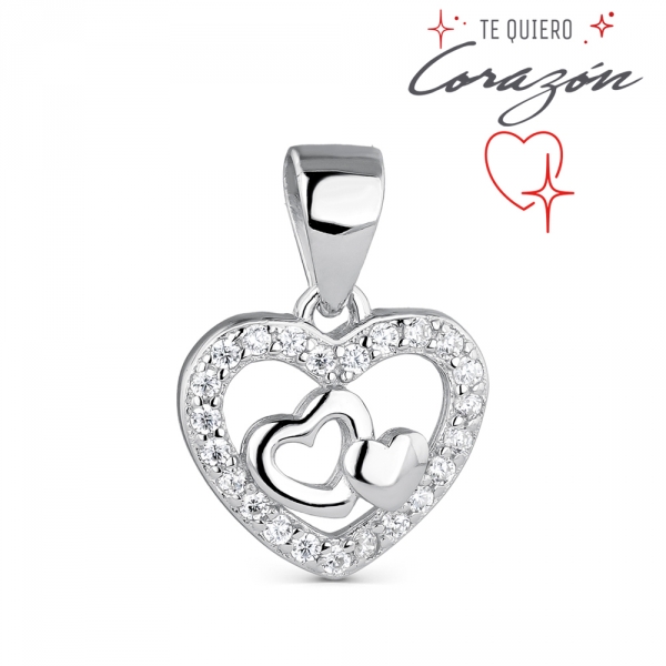 Colgante de circonita corazón calado de 12 mm