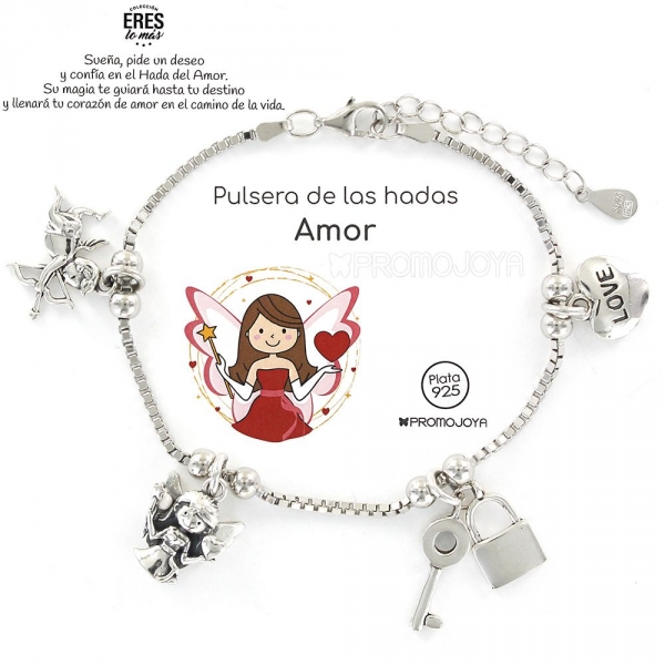 Pulsera Eres Lo Mas Hadas Amor Cadena Veneciana Rodiada Con Colgantes