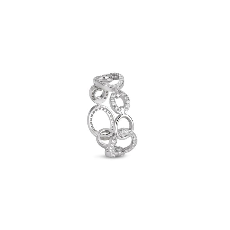 Anillo Eslabones de circonita piezas ovales irregular combi brillo