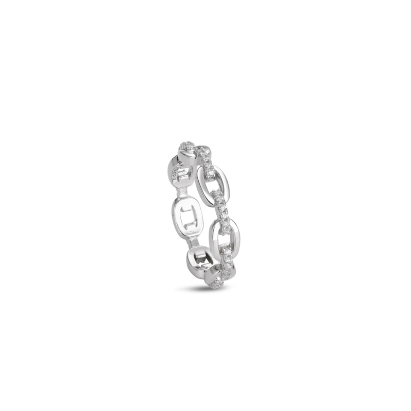 Anillo Eslabones de circonita piezas ovales y barritas combi brillo