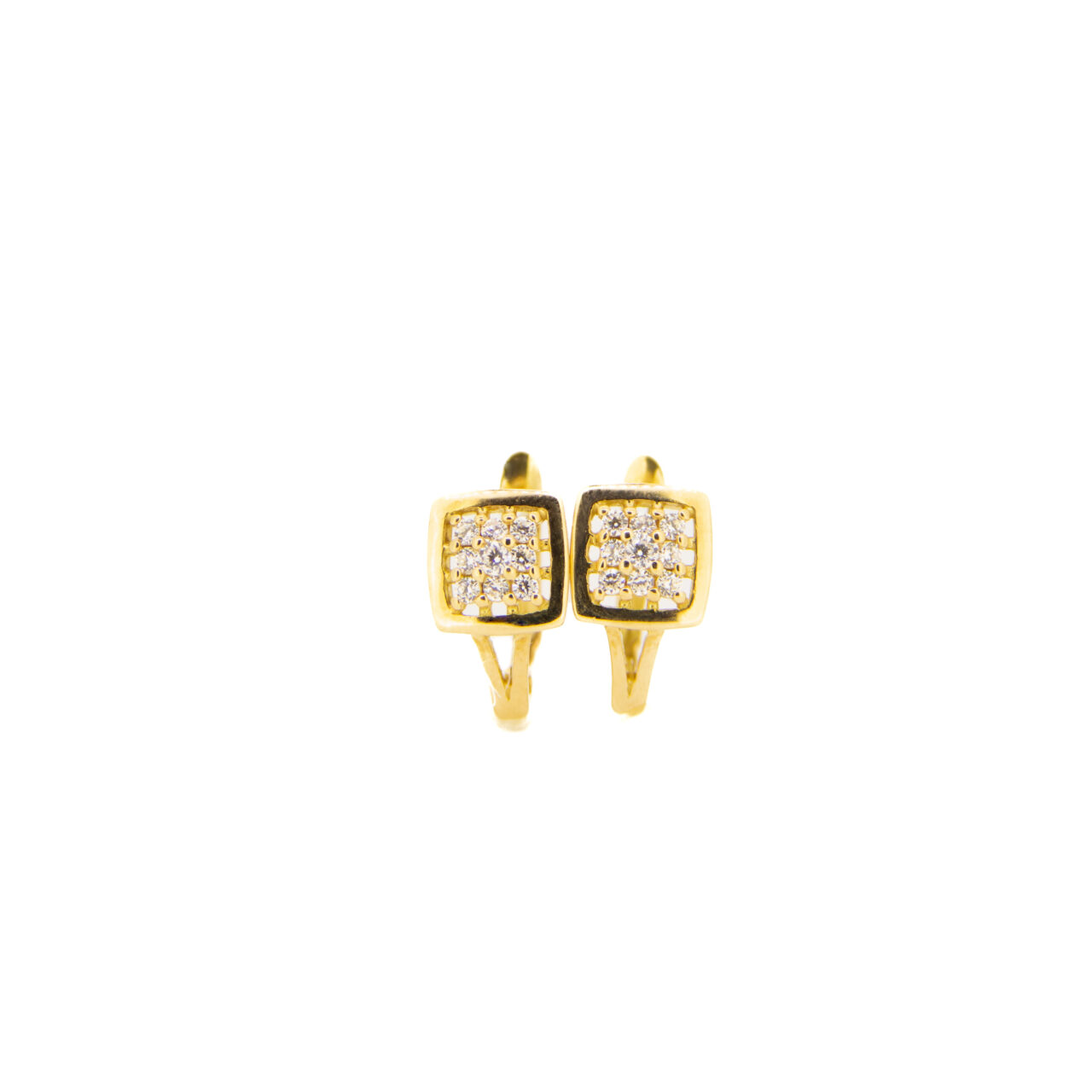Pendientes comunión niña oro 18k cuadrado circonitas - Imagen 3