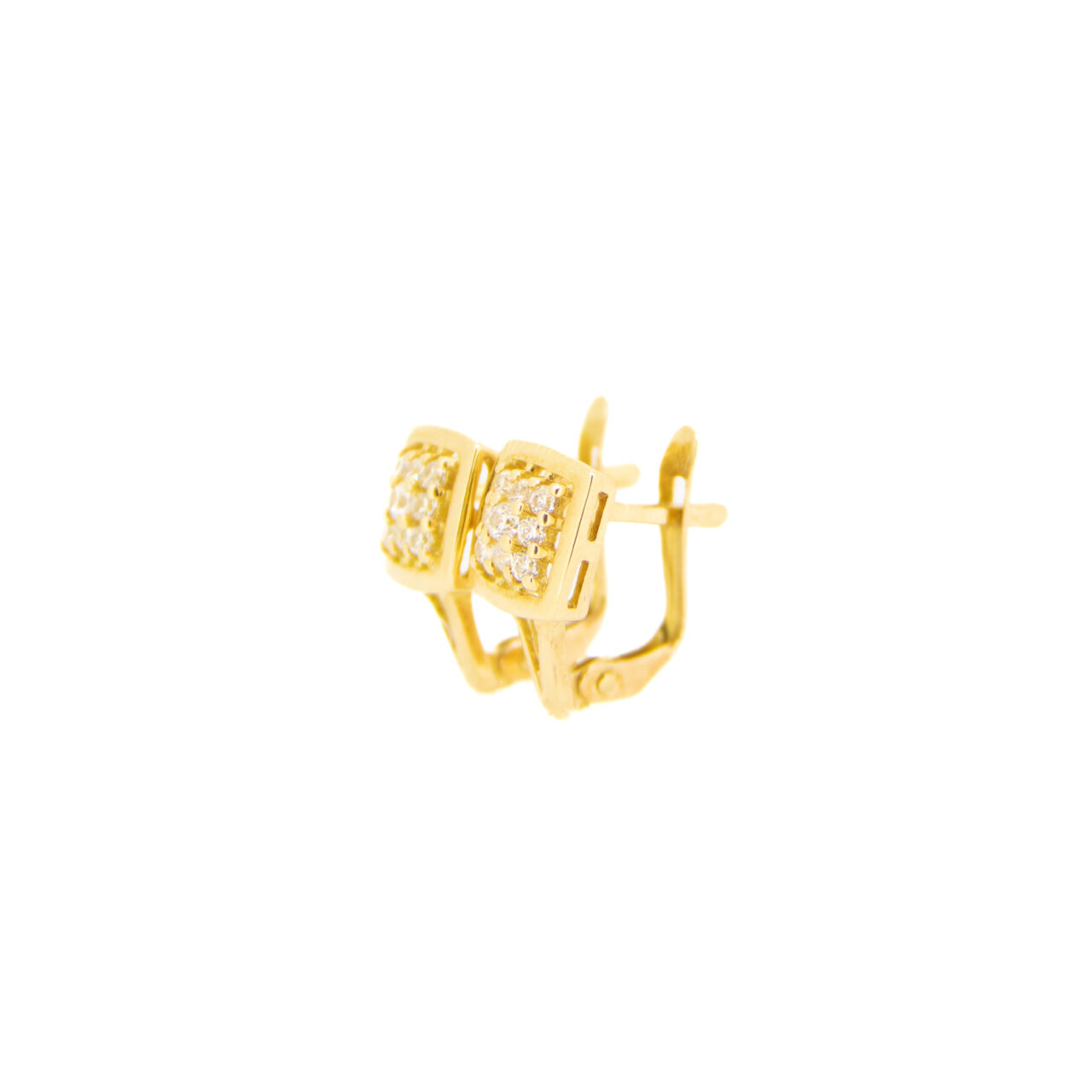 Pendientes comunión niña oro 18k cuadrado circonitas