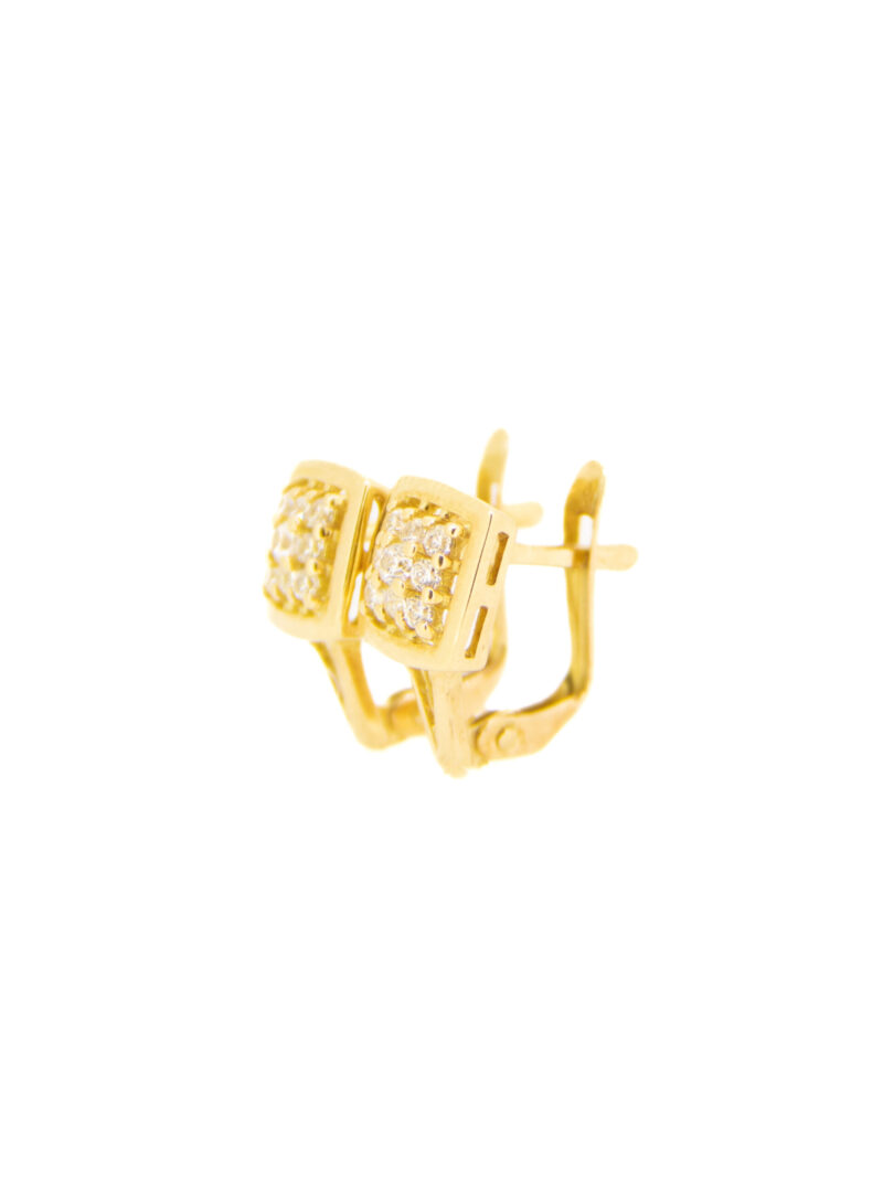 Pendientes comunión niña oro 18k cuadrado circonitas