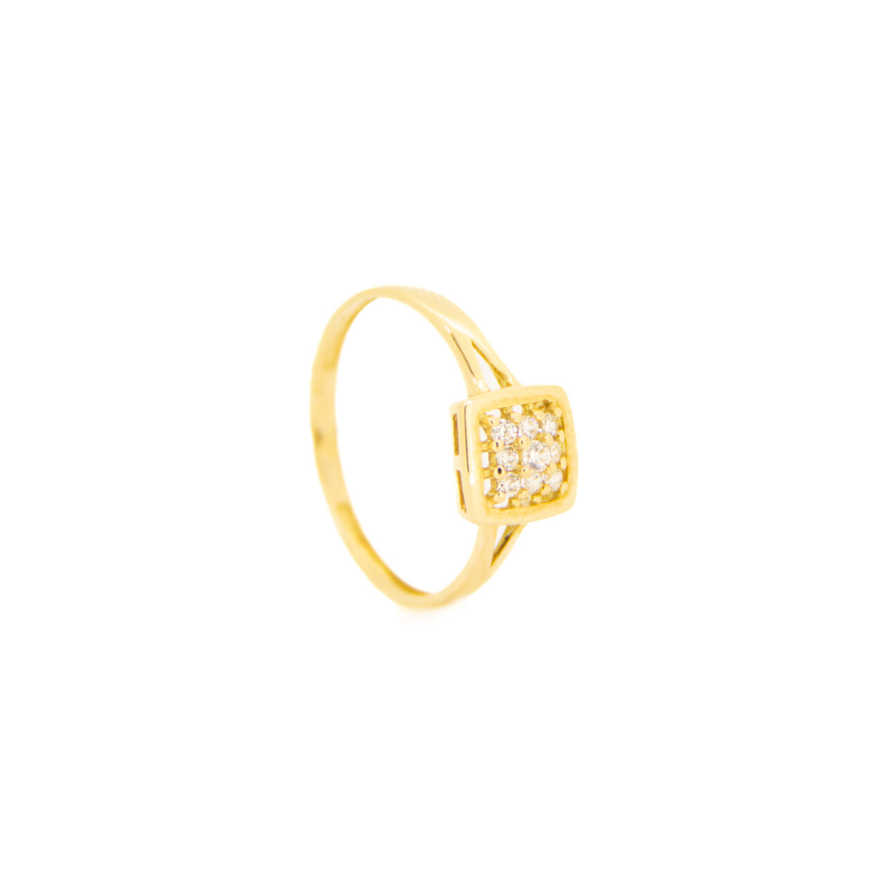 Anillo comunión niña oro 18k cuadrado circonitas