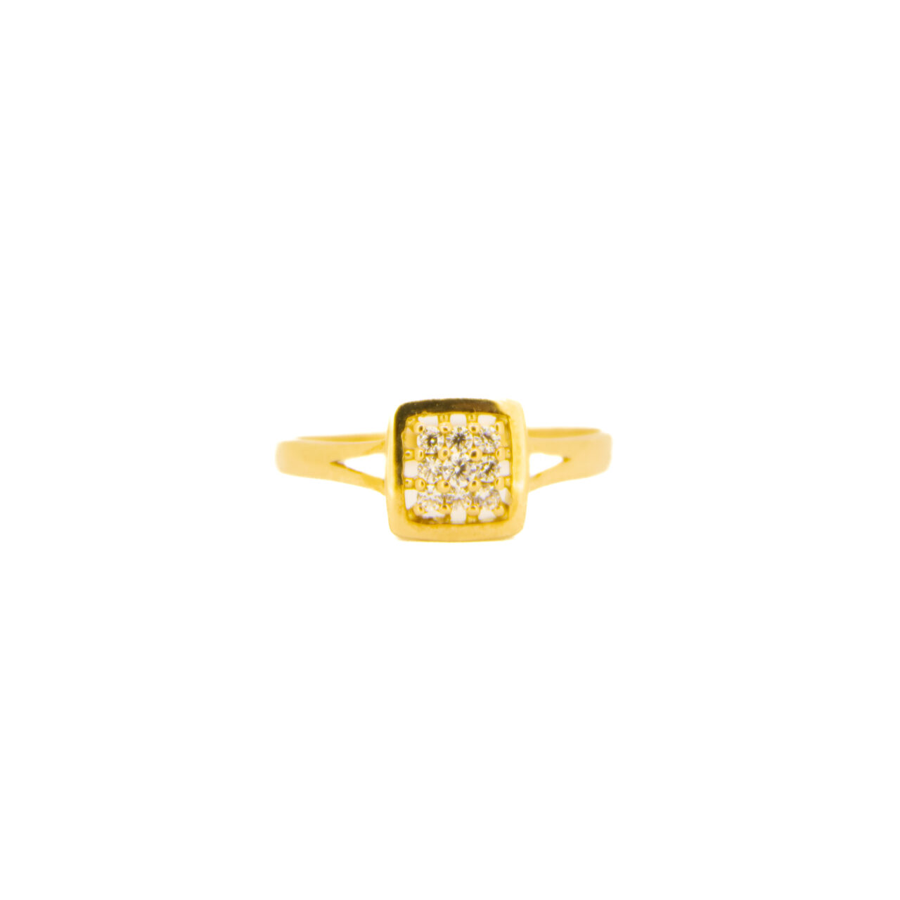 Anillo comunión niña oro 18k cuadrado circonitas - Imagen 3