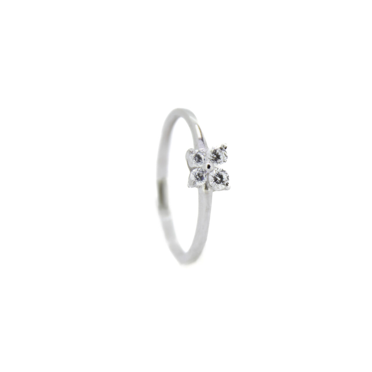 Anillo comunión mariposa circonitas oro blanco 18k