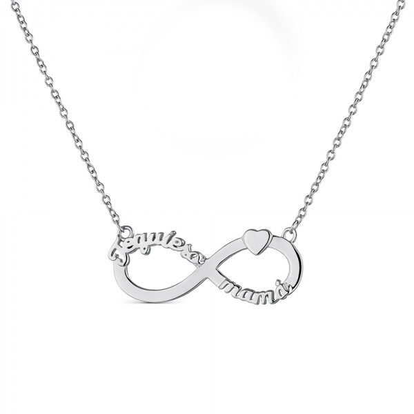 Colgante de plata rodiado Te Quiero Infinito de 32 mm Te quiero mamá 38+5 cm