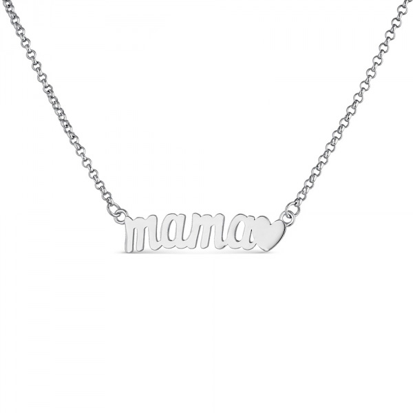 Colgante de plata rodiado Te Quiero Infinito mamá corazón y cadena 42 mas 5 cm