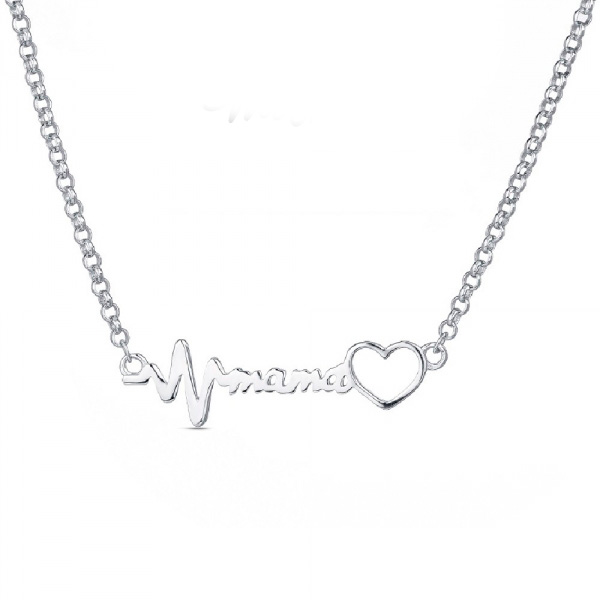 Colgante de plata rodiado mamá  corazón