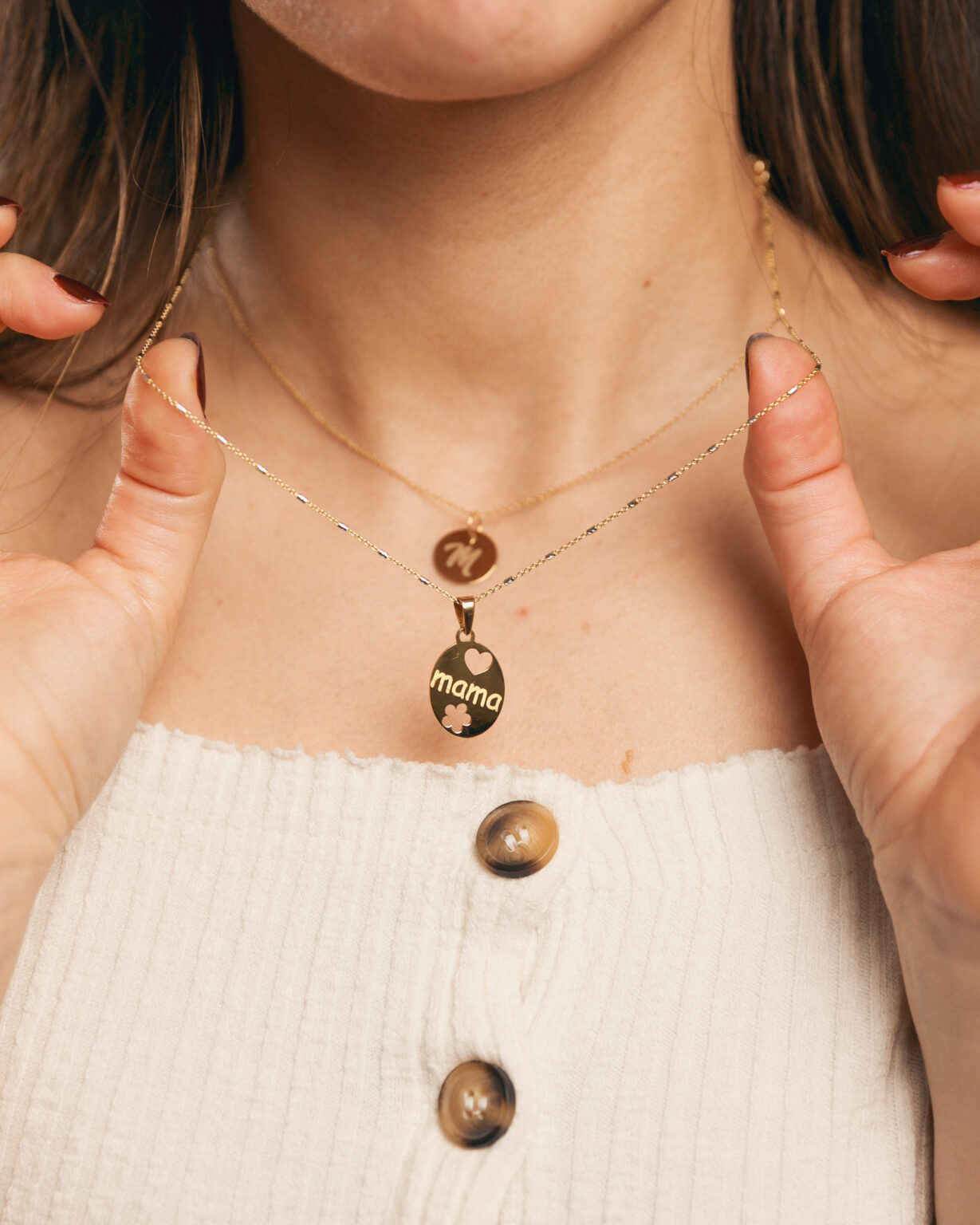 COLGANTE ORO 18K MAMA CALADO PERSONALIZABLE - Imagen 2