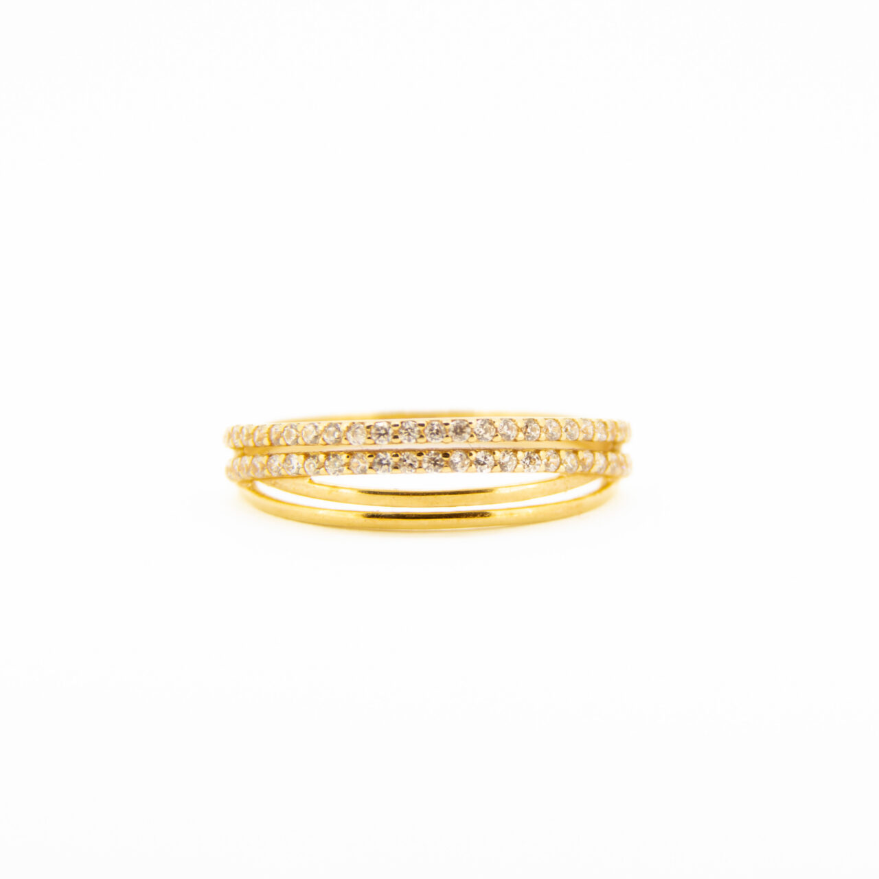 ANILLO DOBLE ARO CIRCONITA ORO 18K