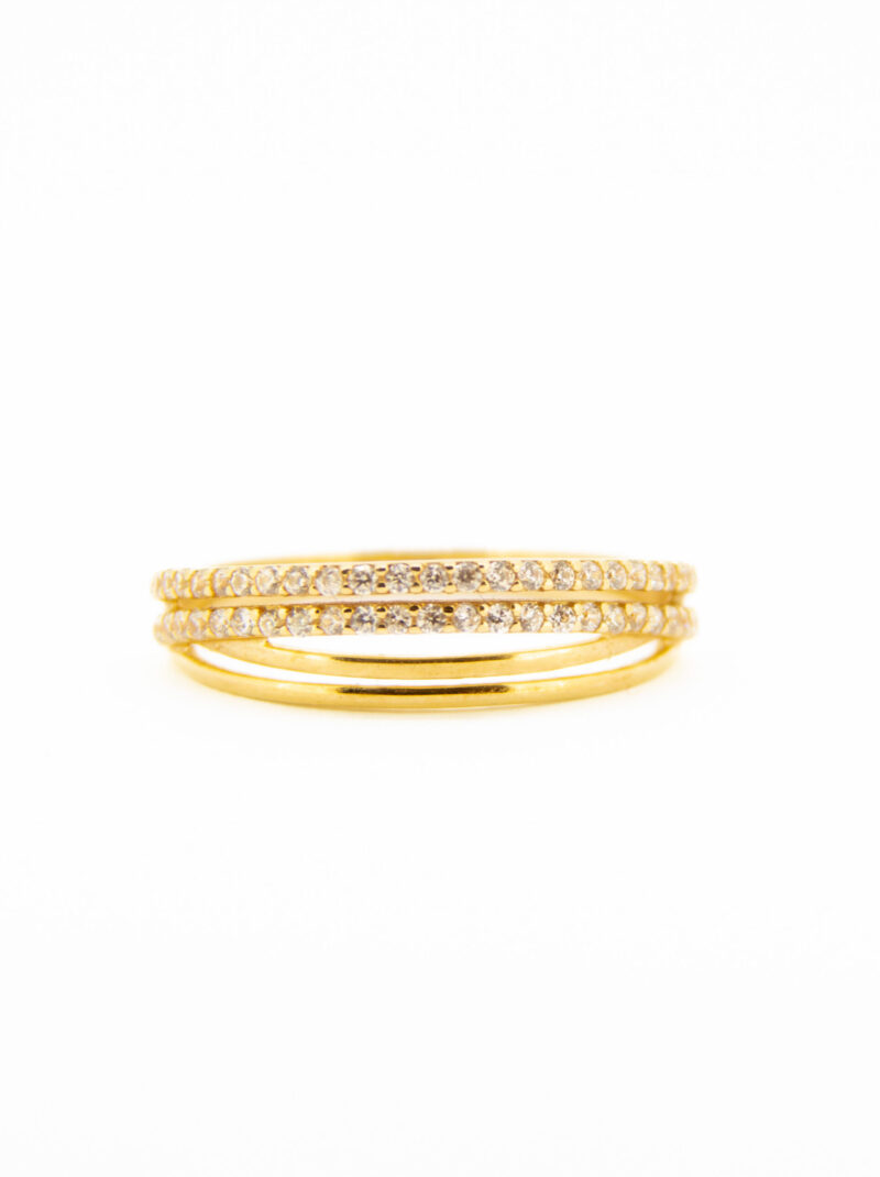 ANILLO DOBLE ARO CIRCONITA ORO 18K