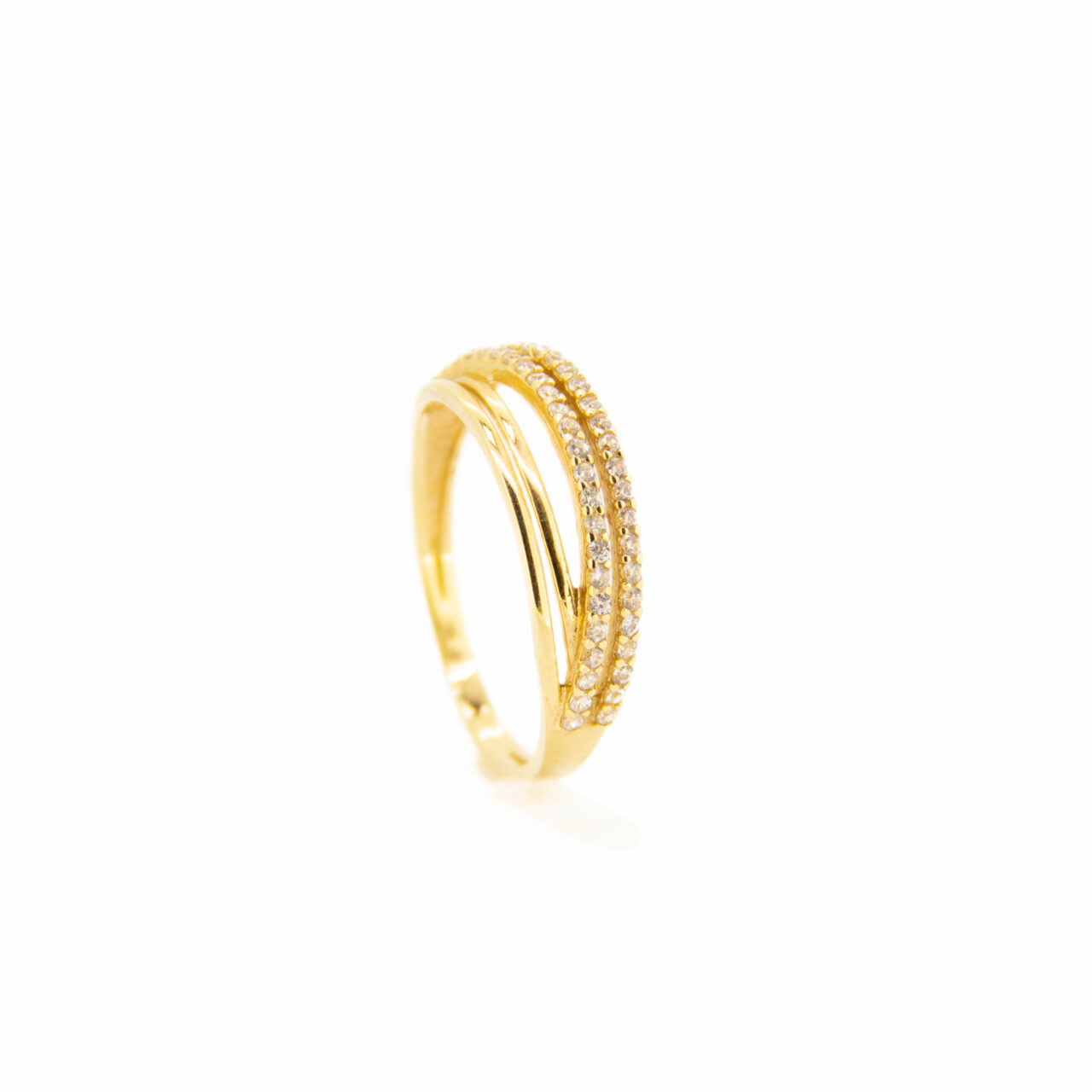 ANILLO DOBLE ARO CIRCONITA ORO 18K - Imagen 2
