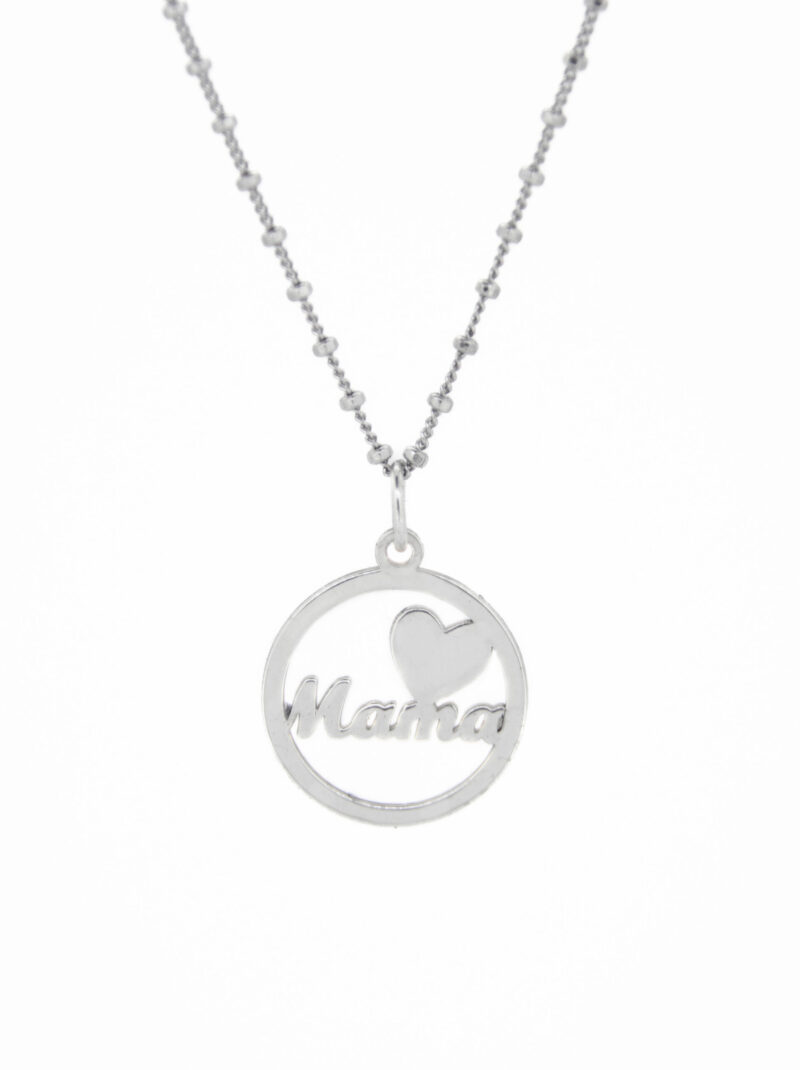COLGANTE MAMA REDONDO CORAZON PLATA 1º LEY PERSONALIZABLE