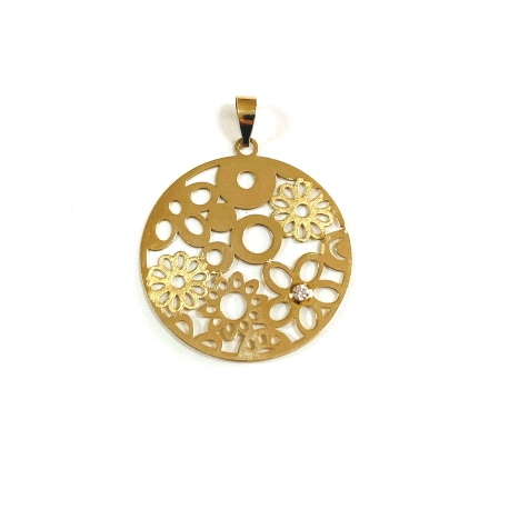 COLGANTE ORO 18K FLORES Y CIRCONITA