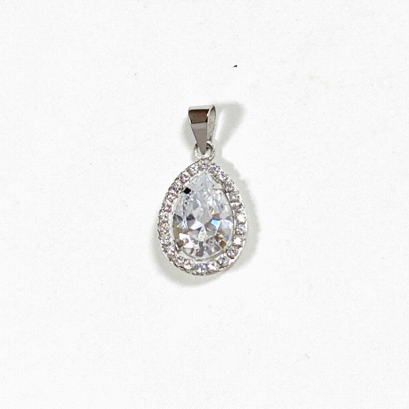 COLGANTE ORO BLANCO 18K LAGRIMA