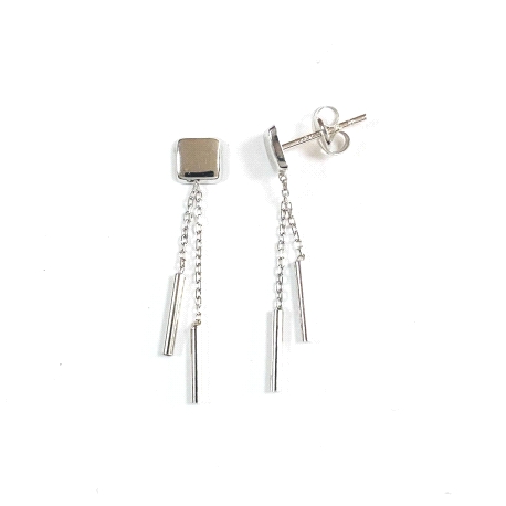 PENDIENTES 0B 18K CUADRADO DOS CADENAS CON TERMINAL LISO