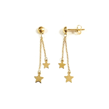 PENDIENTES ORO 18K CADENAS ESTRELLAS