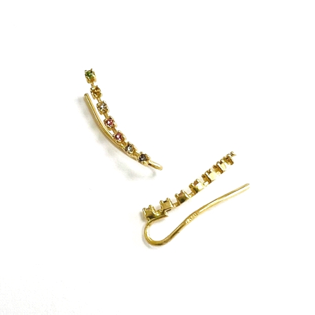 PENDIENTES ORO 18K TREPADOR CIRCONITA COLOR