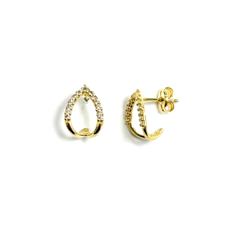 PENDIENTES OVAL CON CIRCONITAS ORO 18K