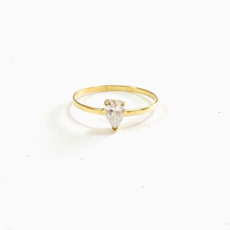 Anillo Oro 18K con Circonita forma lagrima