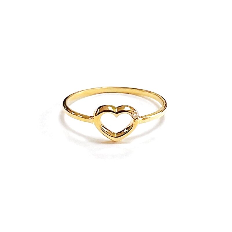 Anillo Oro 18K corazón con circonita