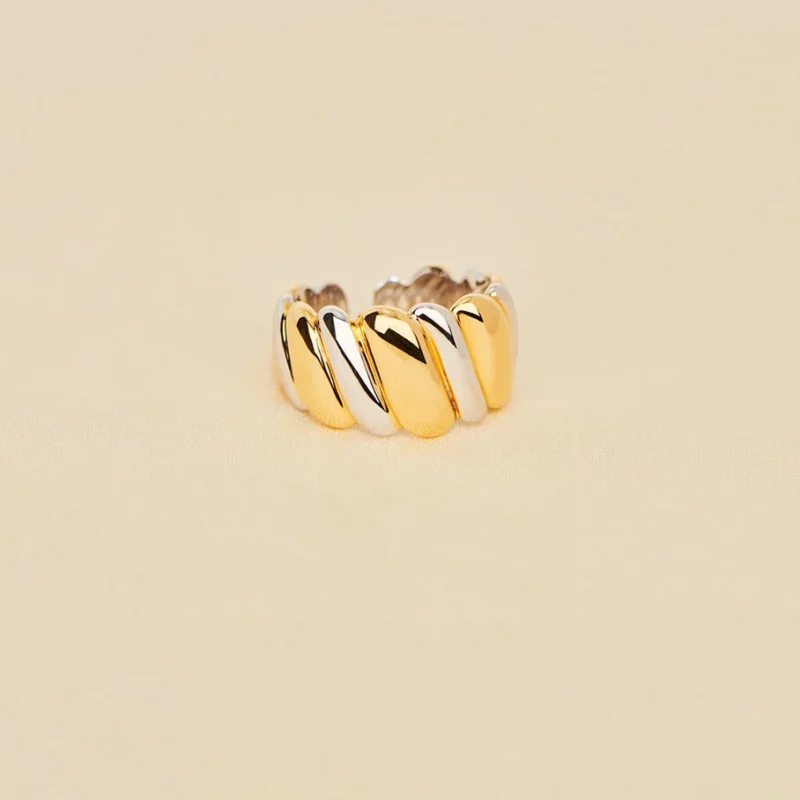 Anillo ancho TWISTED - Plata / Oro AGATHA