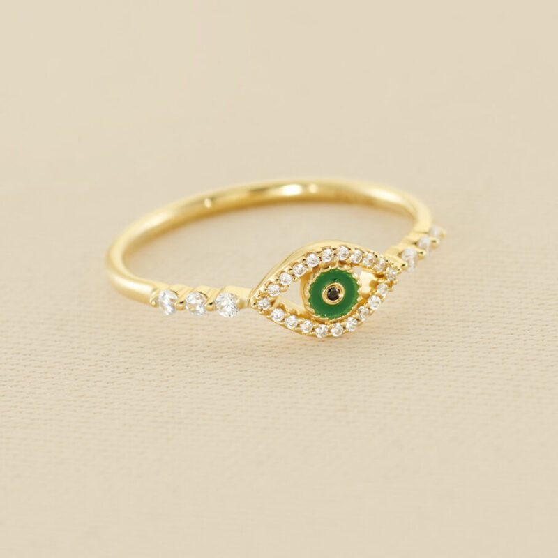 Anillo fino LUCKY EYE - Verde / Dorado AGATHA