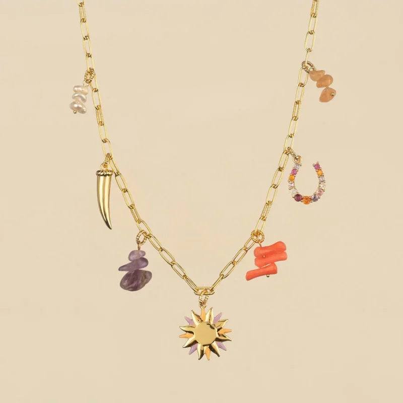 Collar corto RODEO - Multicolor / Oro baño AGATHA
