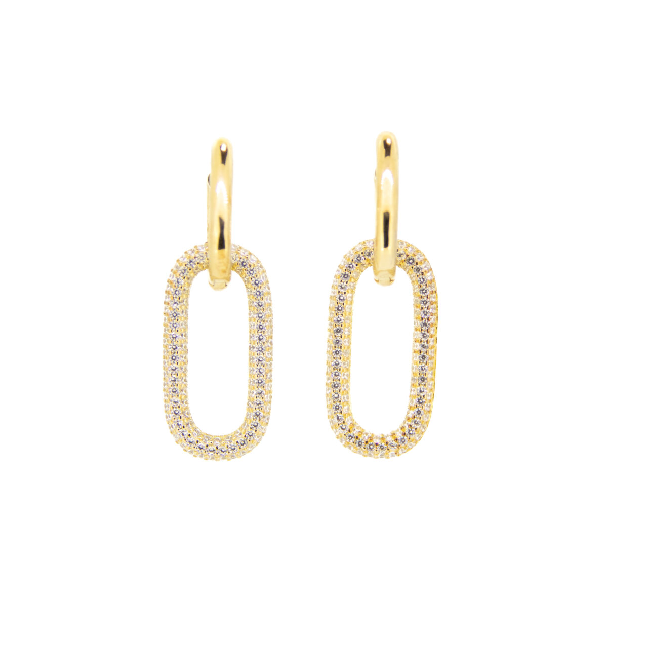 PENDIENTES PLATA 1ºLEY CHAPADO ESLABON CIRCONITAS