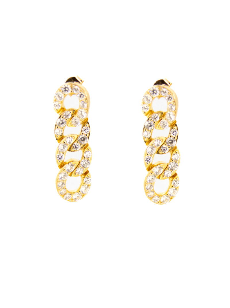 PENDIENTES PLATA 1ºLEY CHAPADO ESLABONES CIRCONITAS FORMA CADENA