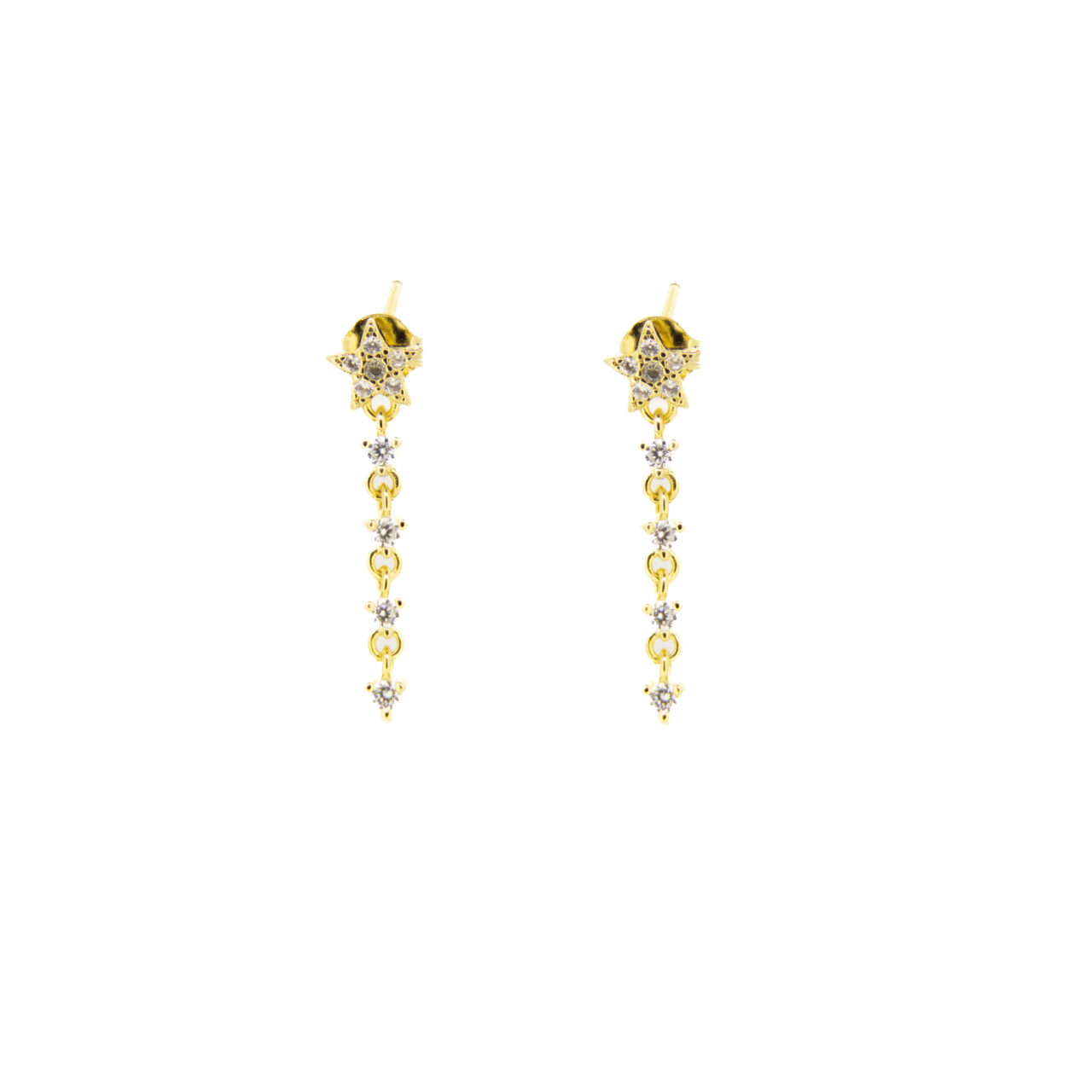 PENDIENTES PLATA 1ª LEY ESTRELLAS CHAPADO CASCADA
