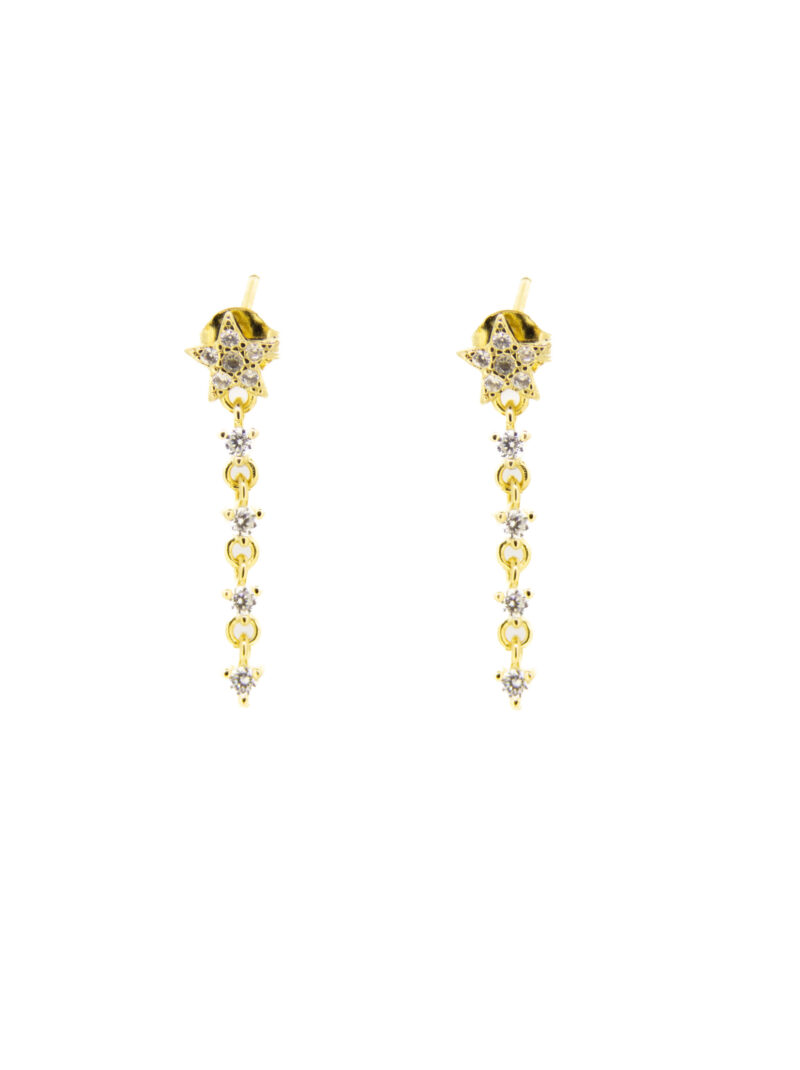 PENDIENTES PLATA 1ª LEY ESTRELLAS CHAPADO CASCADA