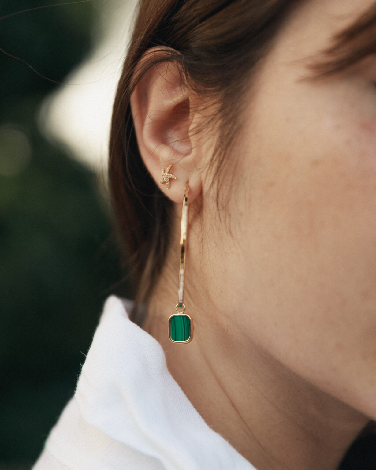 ARO ORO 18K CON COLGANTE MALAQUITA - Imagen 3