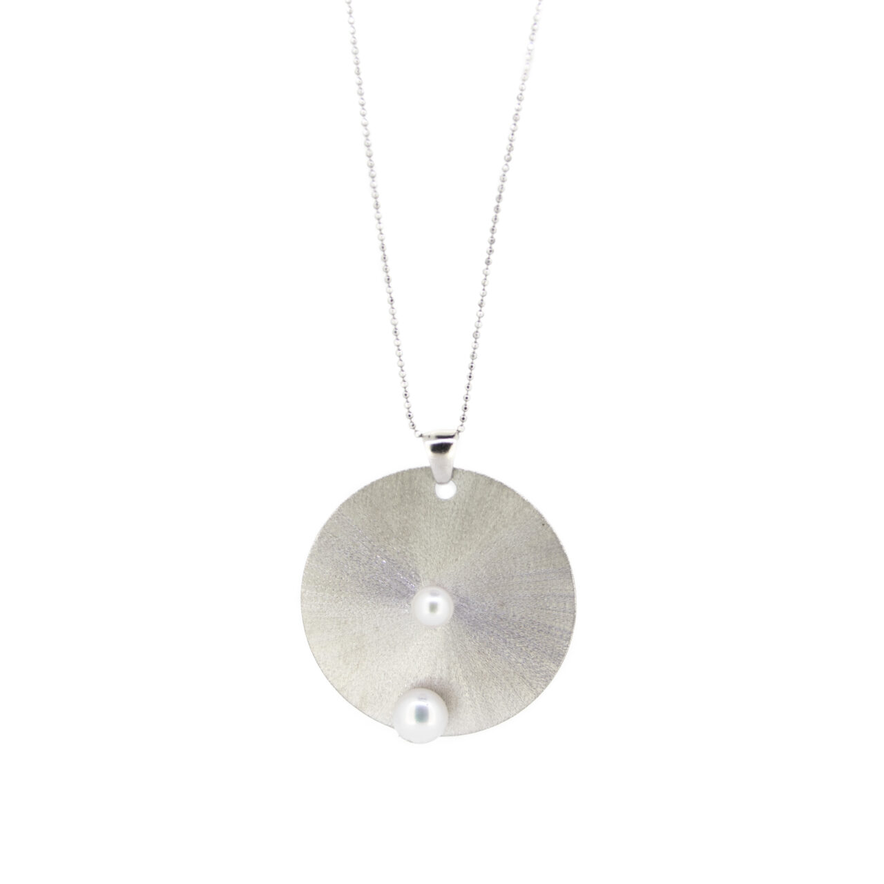 COLLAR COLGANTE PLATA 1º LEY REDONDO CON DOS PERLAS