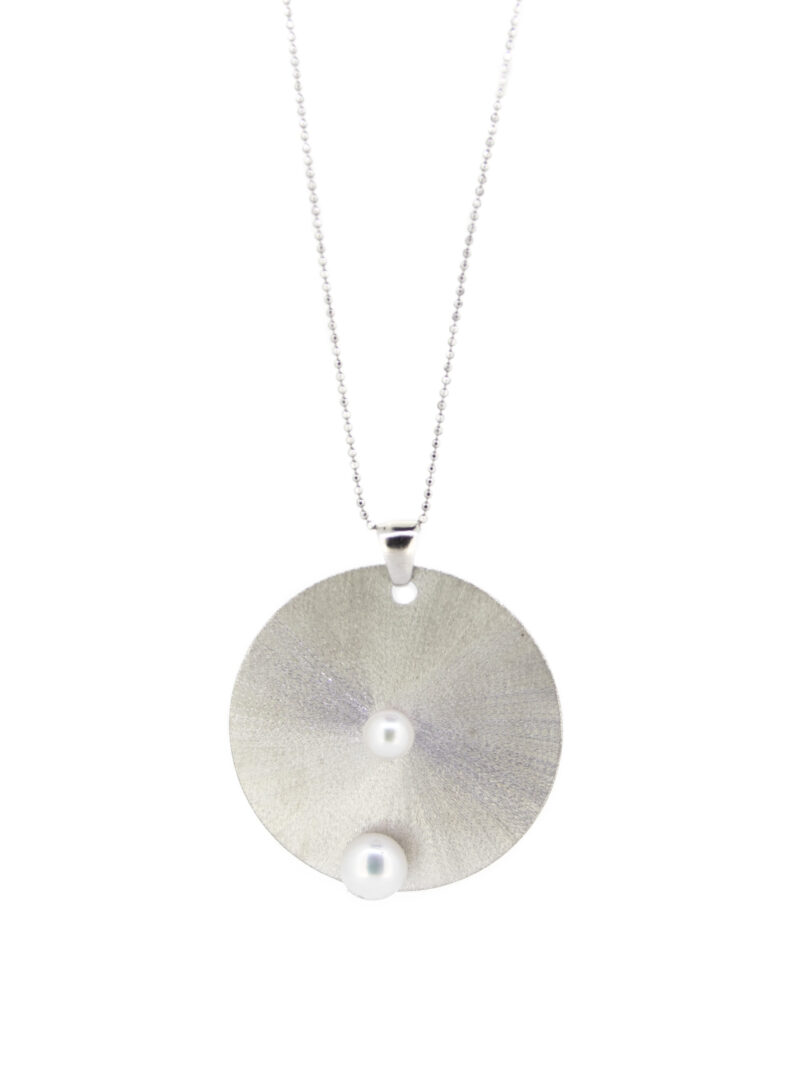 COLLAR COLGANTE PLATA 1º LEY REDONDO CON DOS PERLAS