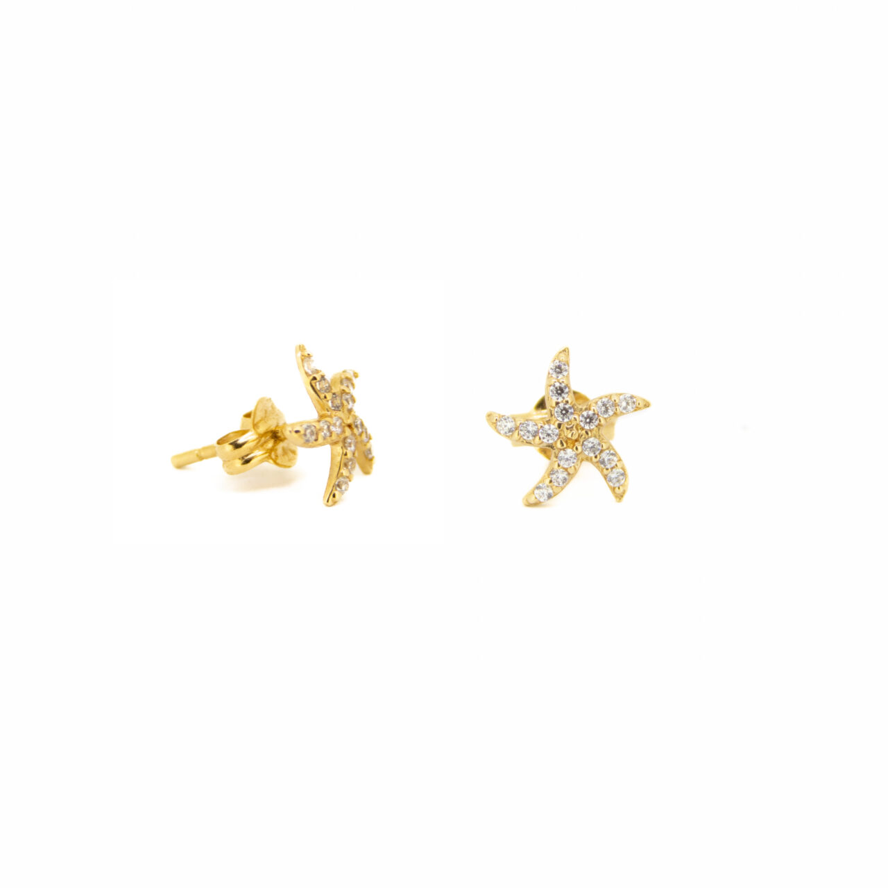 PENDIENTES ORO 18K FORMA ESTRELLA DE MAR CIRCONITAS