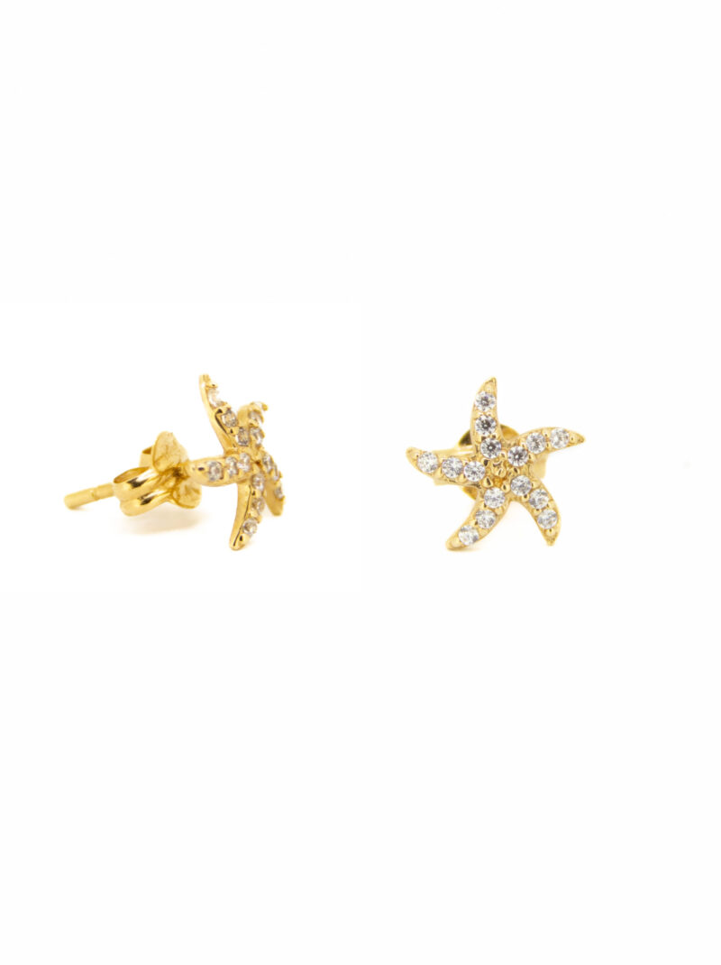 PENDIENTES ORO 18K FORMA ESTRELLA DE MAR CIRCONITAS
