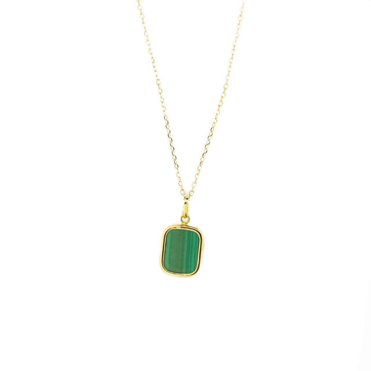 GARGANTILLA ORO 18K PIEDRA NATURAL MALAQUITA